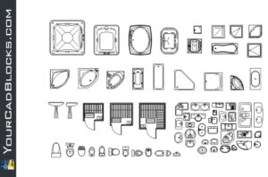 Bathroom fittings cad blocks dwg