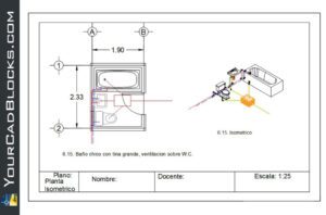 Plant and isometric of bathroom facilities dwg